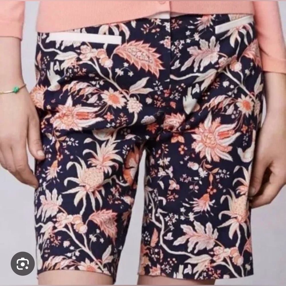 Anthropologie Leifsdottir Floral Bird Walking Bermuda Shorts
